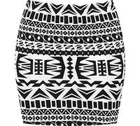 WearAll Womens Print Ladies Stretch Bodycon Elasticated Jersey Short Mini Skirt - Big Aztec - 12-14