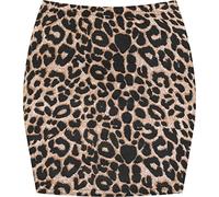 WearAll Womens Print Ladies Stretch Bodycon Elasticated Jersey Short Mini Skirt - Brown Leopard - 8-10