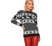WearAll Women's Reindeer Snowflake Long Sleeve Festive Sweater Ladies Christmas Jumper 8-24