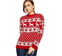 WearAll Women's Reindeer Snowflake Long Sleeve Festive Sweater Ladies Christmas Jumper 8-24