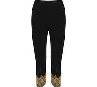 WearAll Womens Sequin Leggings Ladies Stretch Elasticated Silver Gold Pants Black Gold 12/14