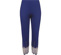 WearAll Womens Sequin Leggings Ladies Stretch Elasticated Silver Gold Pants Blue 20/22