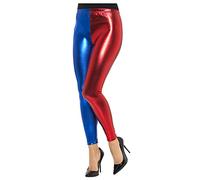 WearAll Women's Shiny Metallic Print High Waisted Disco Pants Leggings Ladies Stretch - Red/Blue - 12-14