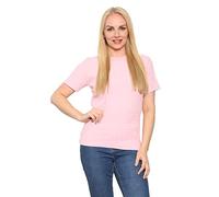 WearAll Women's Short Sleeve Chunky Cable Knitted Jumper - Ladies Oversized Crew Neck Loose Sweater Top Baby Pink Plus Size 20-22