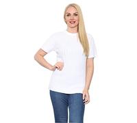 WearAll Women's Short Sleeve Chunky Cable Knitted Jumper - Ladies Oversized Crew Neck Loose Sweater Top White Plus Size 12-14