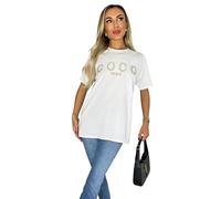 WearAll Women's Short Sleeve Coco Slogan Printed T-Shirts Ladies Oversized Summer Tops White 20-22