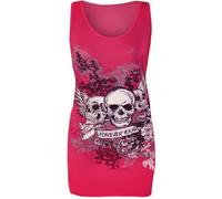 WearAll Womens Skull Forever Young Print Racer Back Sleeveless Ladies Vest Top - Cerise - 12-14