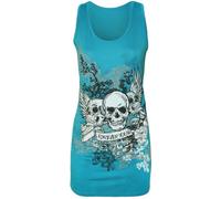 WearAll Womens Skull Forever Young Print Racer Back Sleeveless Ladies Vest Top - Turquoise - 8-10