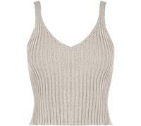WearAll Women's Stretch Sleeveless Ribbed Knitted Crop Short Vest Top - Grey - 12-14