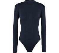 WearAll Womens Turtle Neck Bodysuit Ladies Long Sleeve Stretch Leotard Top - Navy Blue 8/10