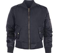 WearAll Women's Zip Up Biker Jacket Classic Bomber Top Padded Short Coat - Navy - 14