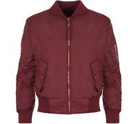 WearAll Women's Zip up Biker Jacket Classic Bomber Top Padded Short Coat - Wine - 22-24