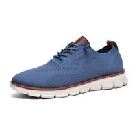 Wearbreeze Shoes for Men, Oxfords Lace - Up Lightweight Casual Tennis Walking Shoes, Mesh Dress Sneakers for Everyday Wear (Sky Blue,48)