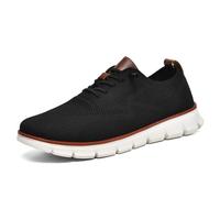 Wearbreeze Shoes for Men, Oxfords Lace - Up Lightweight Casual Tennis Walking Shoes, Mesh Dress Sneakers for Everyday Wear (Black,44)