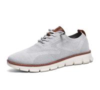Wearbreeze Shoes for Men, Oxfords Lace - Up Lightweight Casual Tennis Walking Shoes, Mesh Dress Sneakers for Everyday Wear (Grey,45)