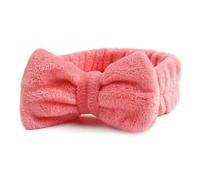 WEARDEAR Women's Bow Headband Washing and Bathing Hairband Stretch Coral Fleece Red - 64 Average Size