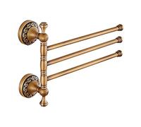 Weare Home Antique Bronze Finished Brass Wall Mount Drilling 3 Arms Towel Rail Towel Holder Movable Rotating Retro Vintage Antique Style for Bathroom