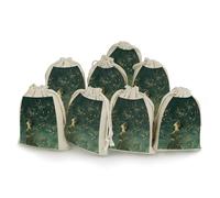 Wearing A Green Dress Bunches Pocket Cotton And Hemp with Drawstring 8 Pieces Reusable Gift Bags Jewelry Pouch for Wedding DIY Craft Party (4.9 X 6.7 Inch)
