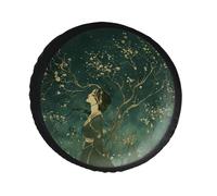 Wearing A Green Dress Spare Tire Cover PVC Leather Spare Wheel Cover Dustproof Waterproof Jeep Tire Cover for 30inch Camper, RV Trailer, Truck, SUV Fit Diameter 28-34 Inch