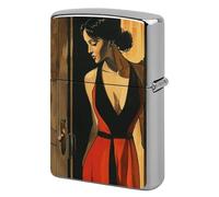 Wearing A Red Dress Lighter Case Pouch Double-Sided Metal Lighter Sleeve Scratch & Drop Resistant Lighters Protector Fits Standard Kerosene Lighters Pocket Protective Cover for Camping Party