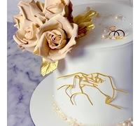 Wearing a ring Cake Topper - Gold Acrylic Wedding Proposal Cake Topper Decoration, Bride and Groom Cake Toppers