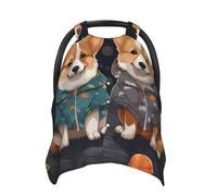 Wearing Clothes Corgi Dogs Baby Car Seat Canopy Cover, Multi Use Breathable Nursing Breastfeeding Covers for Mom Soft Stroller Sun Shade Newborn Shower Gift