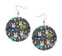 Wearing Clothes Corgi Dogs Leather Round Earrings Color Valentine'S Day Festival Activities Fashion Women'S