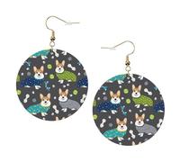 Wearing Clothes Corgi Dogs Leather Round Earrings Color Valentine'S Day Festival Activities Fashion Women'S