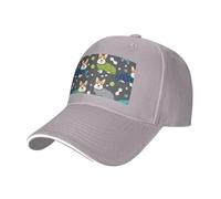 Wearing Clothes Corgi Dogs Print Adjustable Size Sandwich Baseball Cap Breathable Unisex Casual Hat Daily Use Sport Gray