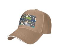 Wearing Clothes Corgi Dogs Print Adjustable Size Sandwich Baseball Cap Breathable Unisex Casual Hat Daily Use Sport Natural