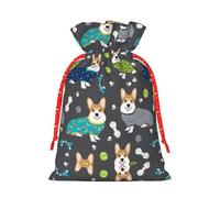 Wearing Clothes Corgi Dogs Print Gift Drawstring Bags Reusable Present Sack Versatile Birthday Holiday Party Favors