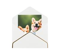 Wearing Clothes Corgi Dogs Print Greeting Card Paper, Half Fold To Cards For Birthday, Wedding, Party.