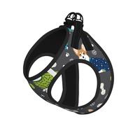 Wearing Clothes Corgi Dogs Print Harness Leash Set For Cats And Dogs, Reflective Adjustable, Soft Breathable Mesh Vest With Escape-Proof Lead, For Small Pets And Kitten Puppies
