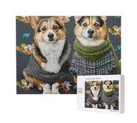 Wearing Clothes Corgi Dogs Print Jigsaw Puzzle 500 Piece for Adults, Colourful Jigsaw Puzzles for Home Decoration Gifts Family Puzzle Perfect for Game Nights