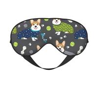 Wearing Clothes Corgi Dogs Print Silk Sleep Mask with Adjustable Buckle Stylish Eye Mask for Women Travel Nap Shift Work Office