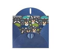 Wearing Clothes Corgi Dogs Printing Blank Pearl Paper Greeting Card,Unique Notecards Designs, Envelopes For Thank You, Invitations