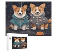 Wearing Clothes Corgi Dogs Puzzles for Adults Wooden Jigsaw Puzzle with Storage Box Personalized Exquisite Wooden Puzzle for Home Wall Decorative Puzzles&Relaxing Gifts 500 PCS Pieces