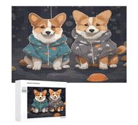Wearing Clothes Corgi Dogs Puzzles for Adults Wooden Jigsaw Puzzle with Storage Box Personalized Exquisite Wooden Puzzle for Home Wall Decorative Puzzles&Relaxing Gifts 1000 PCS Pieces