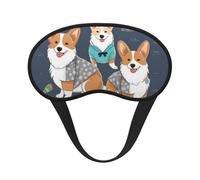 Wearing Clothes Corgi Dogs Sleep Mask for Women Men Eye Mask for Sleeping Light Blocking Sleeping Mask with Elastic Strap Blindfold for Flight Nap Soft Breathable Travel Eye Cover for Side Sleeper