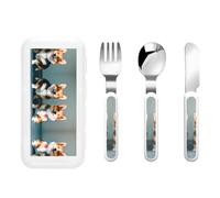 Wearing Clothes Cute Corgi Dogs Print 3 Flatware Set Knife Fork Spoon