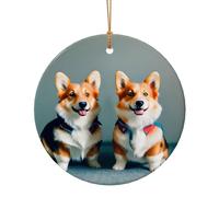 Wearing Clothes Cute Corgi Dogs Print Ceramic Round Pendant For Travel Ornaments For Home Decor Christmas Ornament