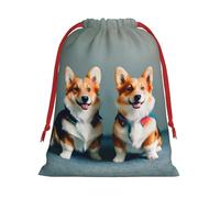 Wearing Clothes Cute Corgi Dogs Print Reusable Drawstring Gift Bags For Candy Bag Birthday, Wedding Or Daily