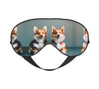 Wearing Clothes Cute Corgi Dogs Print Sleep Eye Mask with Adjustable Strap Soft for Airplane Travel Relax Yoga Nap Meditation