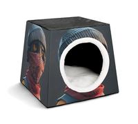 Wearing Turban on Face Cat Bed for Indoor Cats - Foldable Cat & Dog House with Removable Cozy Cushion, Waterproof Oxford Washable Pet House for Small Pets 13.8" X 13.8" X 11.8"