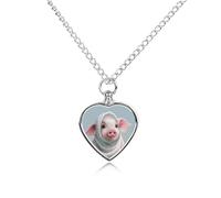 Wearing White Headscarf Pet Urn Necklace for Dog Cat Ashes Heart Cremation Keepsake Pendant Memorial Jewelry Gifts for Women Men