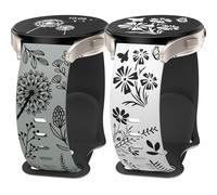Wearlizer 2 Packs Floral Engraved Strap Compatible with Samsung Galaxy Watch 7/FE/6/5/5 Pro/Watch 4 40mm 44mm/Watch 3 41mm/Active 2 Band Women, Two-Tone Flower Soft Silicone Strap for 20mm Watch-4