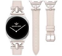 Wearlizer Leather Straps Compatible with Samsung Galaxy Watch 8 Strap 40mm 44mm/Watch 8 Classic 46mm, Dressy Designer Slim Leather Band Wristband Accessories with D-Shape Metal Buckle for Women