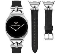 Wearlizer Leather Straps Compatible with Samsung Galaxy Watch 8 Strap 40mm 44mm/Watch 8 Classic 46mm, Dressy Designer Slim Leather Band Wristband Accessories with D-Shape Metal Buckle for Women