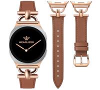 Wearlizer Leather Straps Compatible with Samsung Galaxy Watch 8 Strap 40mm 44mm/Watch 8 Classic 46mm, Dressy Designer Slim Leather Band Wristband Accessories with D-Shape Metal Buckle for Women