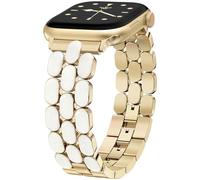 Wearlizer Metal Bracelet Compatible with Apple Watch Straps for Women 41/40/38/42mm, Dressy Jewelry Enamel Stainless Steel Strap for iWatch Band SE Series 11/10/9/8/7/6/5/4/3/2/1 Gold/Iridescent